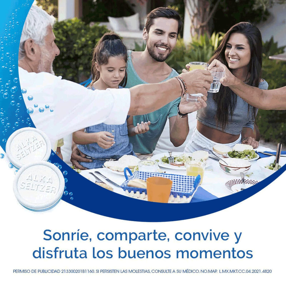 Alka Seltzer Antiácido, Alivio de los Síntomas de Malestares Estomacales como Dolores de Cabeza, Cuerpo y Estómago, 100 Tabletas Efervescentes