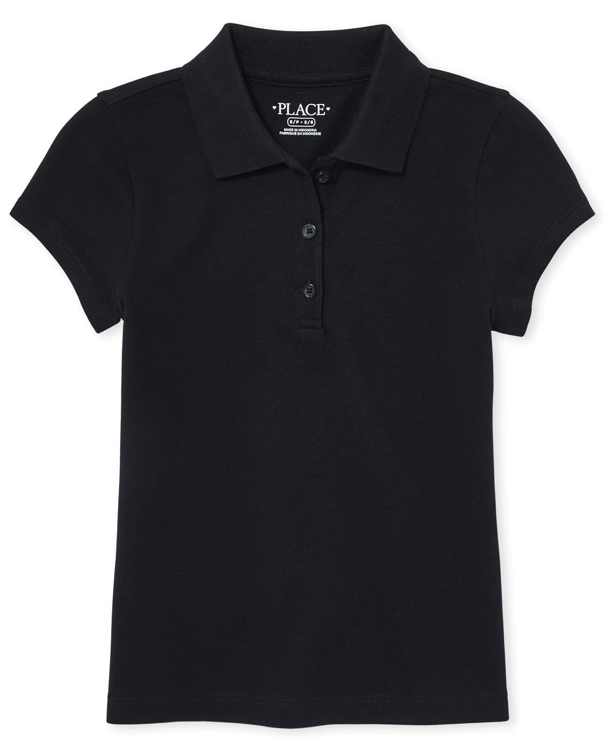 The Children's Place Polo Escolar de Manga Corta para Niña - Negro - - 2XG