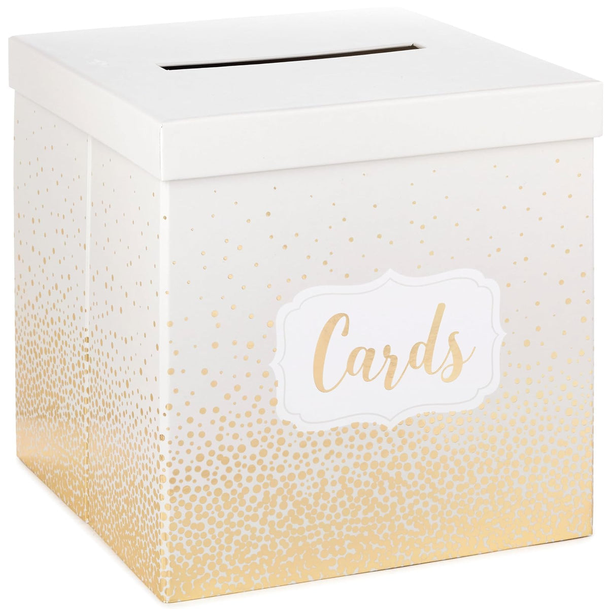 Hallmark - Elegante caja de recepción de tarjetas de 10 pulgadas (perlas y puntos dorados) para bodas, graduaciones, jubilaciones, cumpleaños, casas abiertas, aniversarios