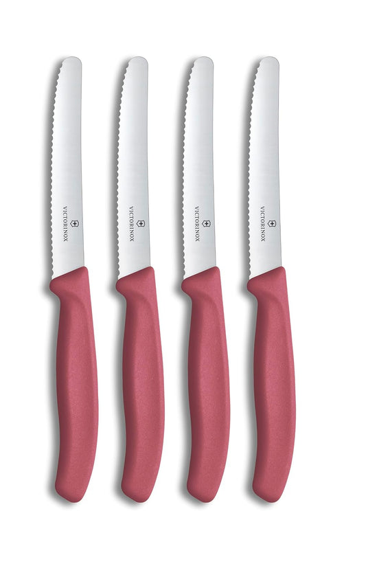Set De Cuchillos De Mesa Victorinox 4 Piezas, 11 Cm, Color Rojo