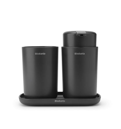BRABANTIA | Accesorios para Baño de Plástico | Juego de 3 Piezas | Color Gris