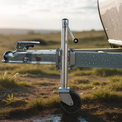 VEVOR Gato de Remolque con Rueda, Capacidad de Carga de 907 kg, con Rueda de PP y Mango Ergonómico, Rango de Elevación de 381-685 mm, Giratorio de 90°, para Autocaravanas, Barcos, Remolques