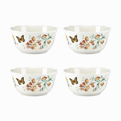 Lenox Butterfly Meadow - Juego de 4 platos de melamina, blanco - Cuencos multiusos, juego de 4