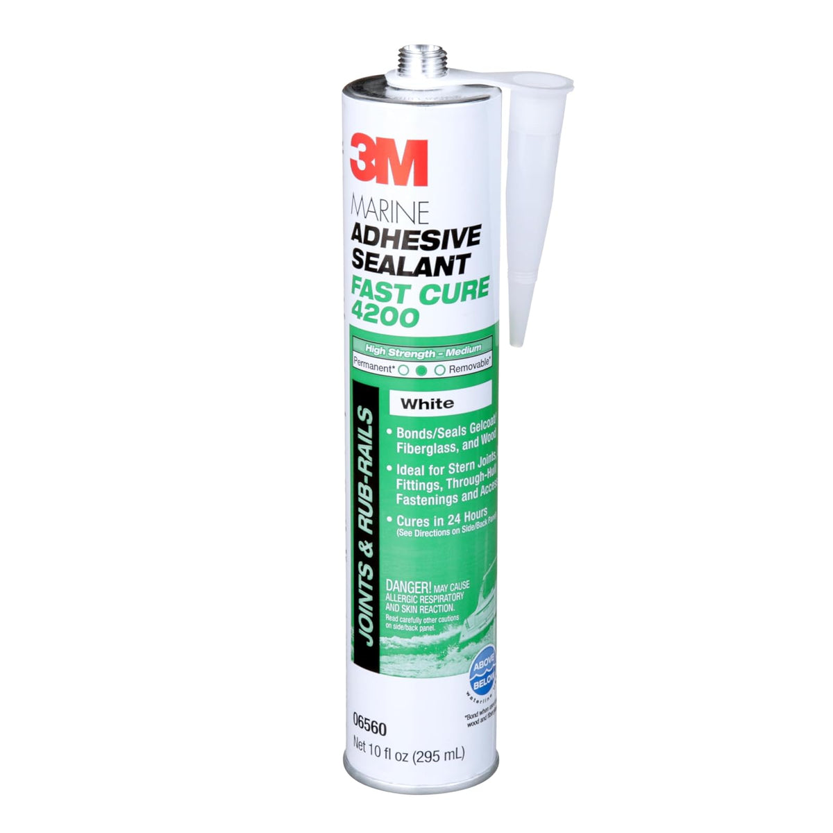 3M Marina calcomanía/sellador, 3004.7819, Blanco | Sellador adhesivo para embarcaciones y vehículos recreativos, seguro bajo el agua y flexible, se envía con boquilla