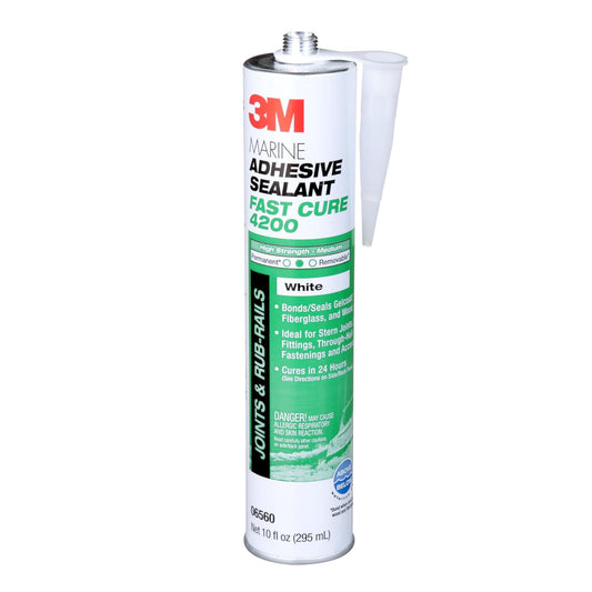 3M Marina calcomanía/sellador, 3004.7819, Blanco | Sellador adhesivo para embarcaciones y vehículos recreativos, seguro bajo el agua y flexible, se envía con boquilla