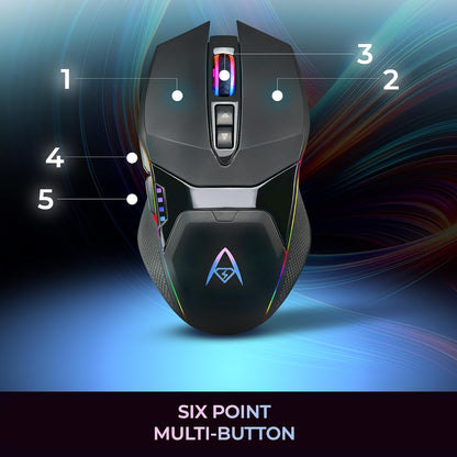 Adesso iMouse X5 RGB - Ratón óptico para Juegos (6400 dpi), diseño con iluminación RGB