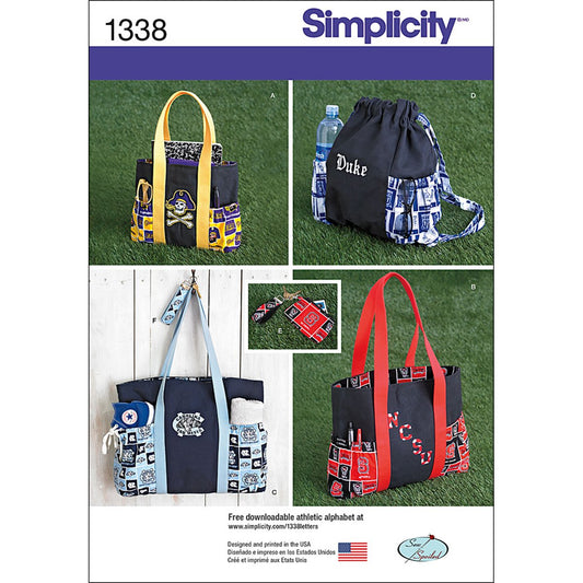 Simplicity 1338 Patrón de costura para bolso de mano, mochila y monedero, talla única