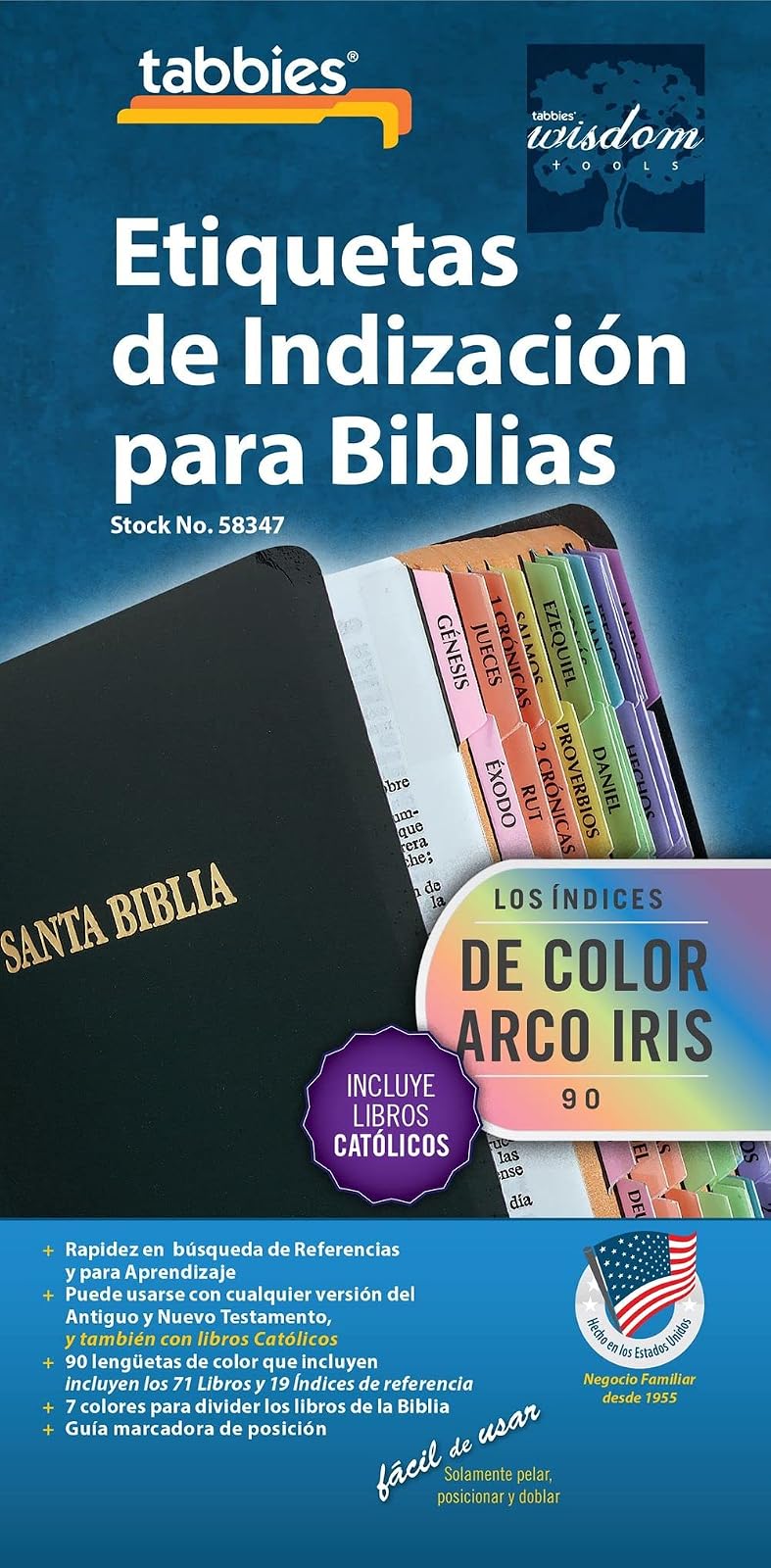 Tabbies Pestañas de Indexación Biblia Católica Español Arco Iris 90 Pestañas