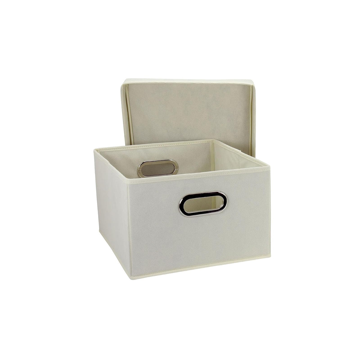 Household Essentials Cajas de Almacenamiento con Tapas y Asas, de Tela, Natural, 1