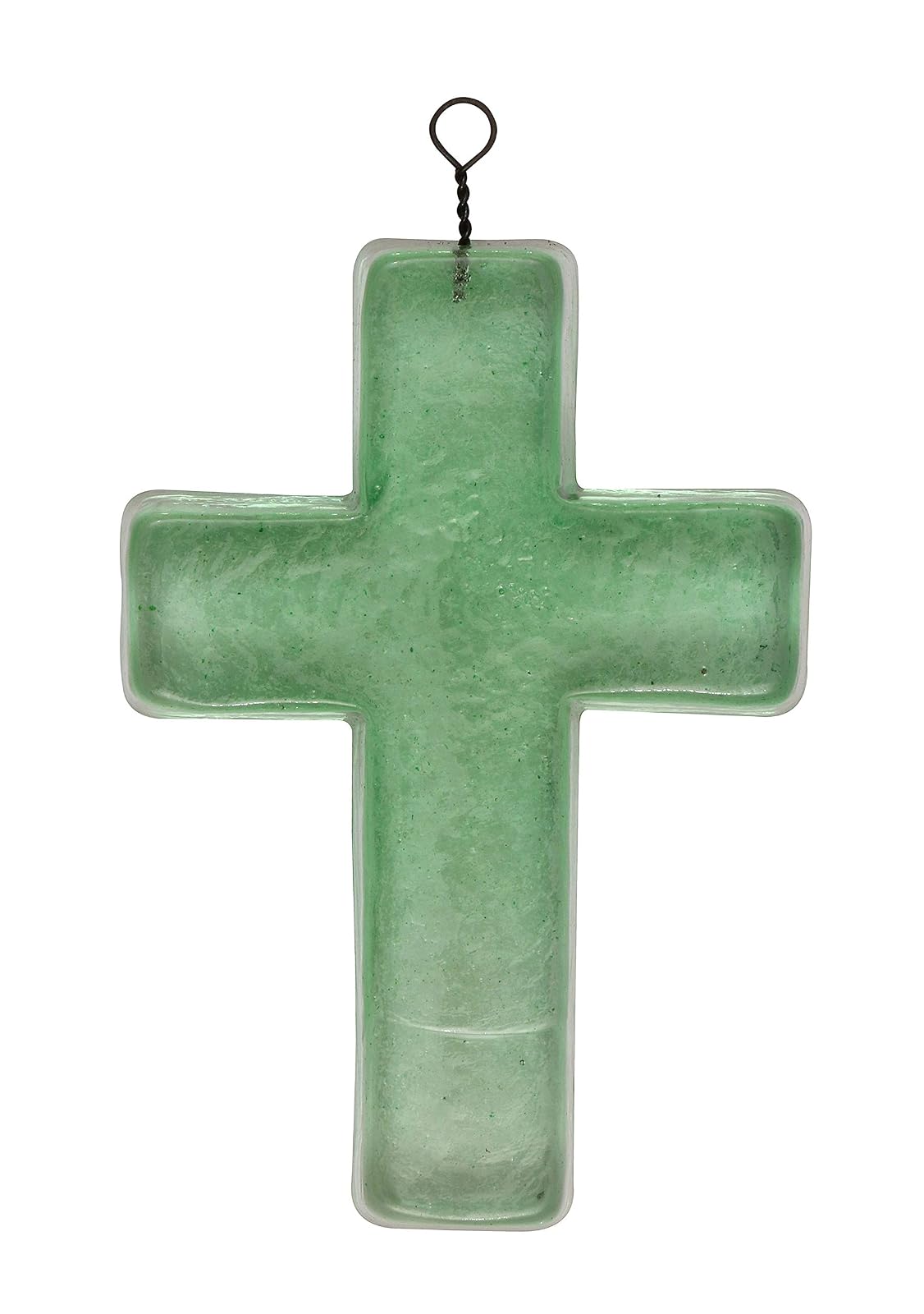 Creative Co-Op Cruz colgante de vidrio reciclado, verde