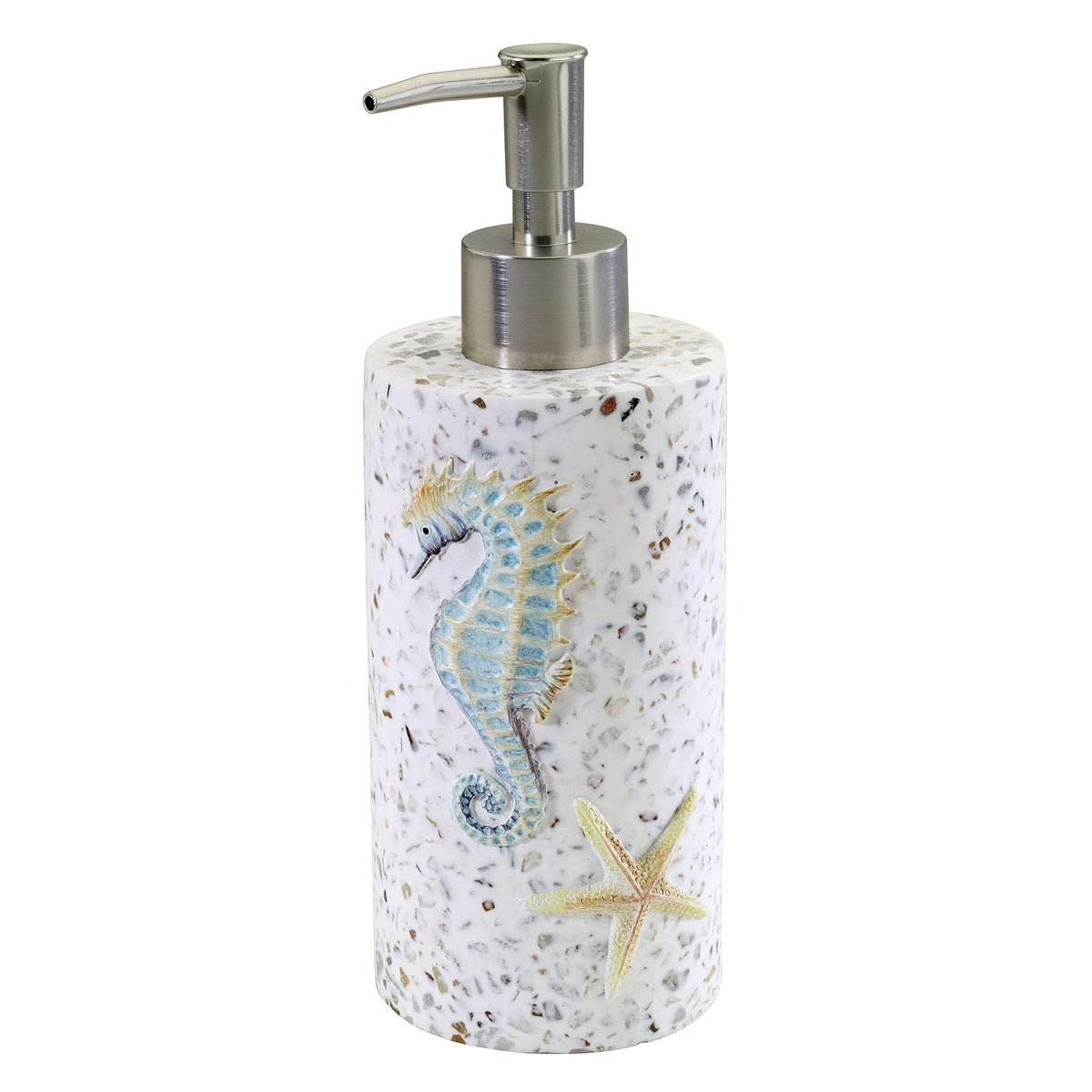 Avanti Linens - Dispensador de jabón/Bomba de loción, Accesorios de baño de Resina, Esenciales para baño de Invitados, decoración de baño Inspirada en el mar (colección Coastal Terrazo)