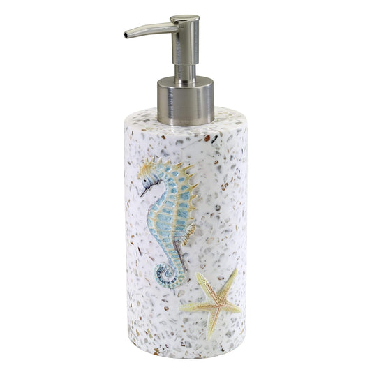 Avanti Linens - Dispensador de jabón/Bomba de loción, Accesorios de baño de Resina, Esenciales para baño de Invitados, decoración de baño Inspirada en el mar (colección Coastal Terrazo)