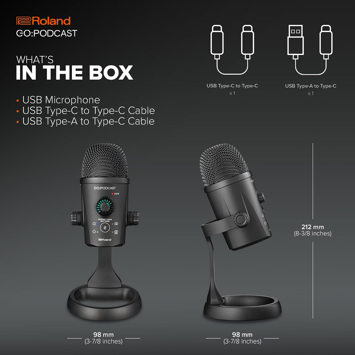 Roland GO:Podcast Video Podcasting Studio for Smartphones | Livestreaming System for Podcasters, Vloggers & More | Intuitive Video App | USB Microphone | Four Polar Patterns