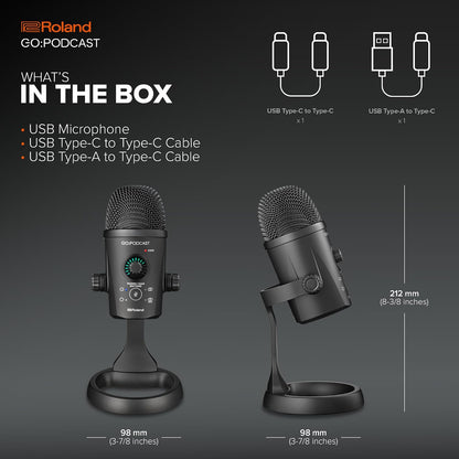Roland GO:Podcast Video Podcasting Studio for Smartphones | Livestreaming System for Podcasters, Vloggers & More | Intuitive Video App | USB Microphone | Four Polar Patterns