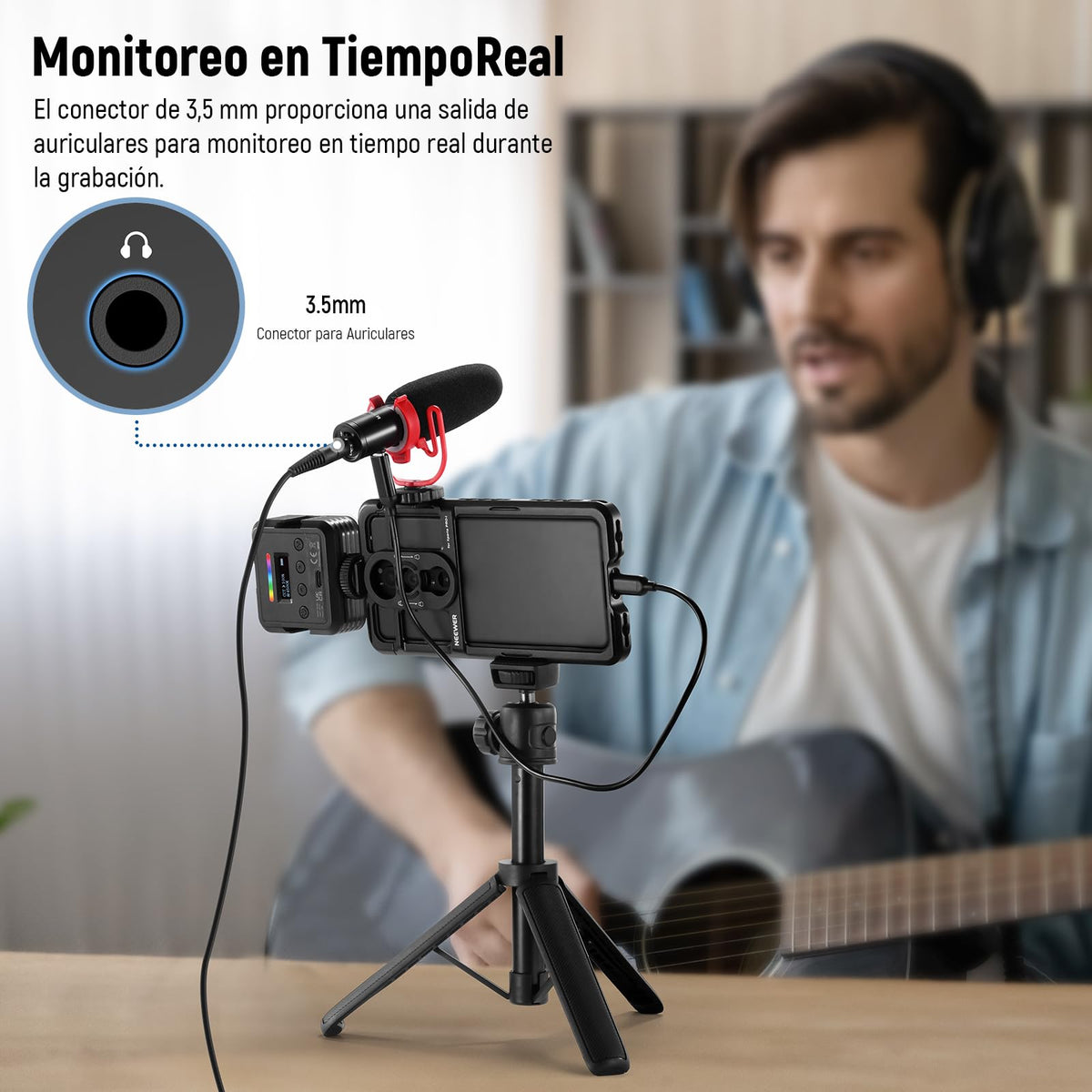 NEEWER KM17 Micrófono USB C, Cancelar Ruido para Grabación Enchufar & Usar Mic con Montaje Antivibración, Minimicrófono Compatible con iPhone Android PC dji Osmo Pocket 3 Insta360 Cámaras Acción