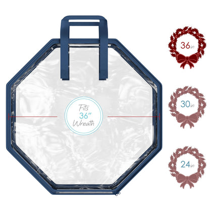 Hearth Harbor Contenedor Almacenamiento Corona Navidad 36 Pulgadas | Bolsa transparente, doble cierre, asas reforzadas, material PVC resistente