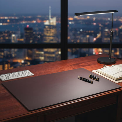 Dacasso P3418 Leather 30" x 19" Desk Mat Without Rails, Chocolate Brown