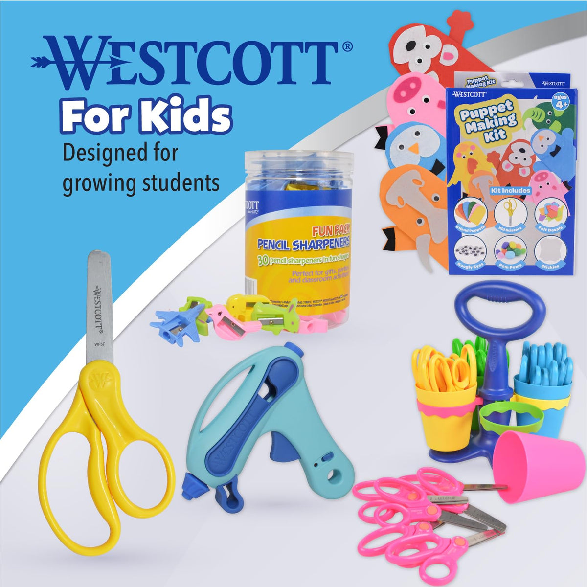 Westcott School - Tijeras para niños para zurdos y diestros, 12,7 cm (12,7 cm)