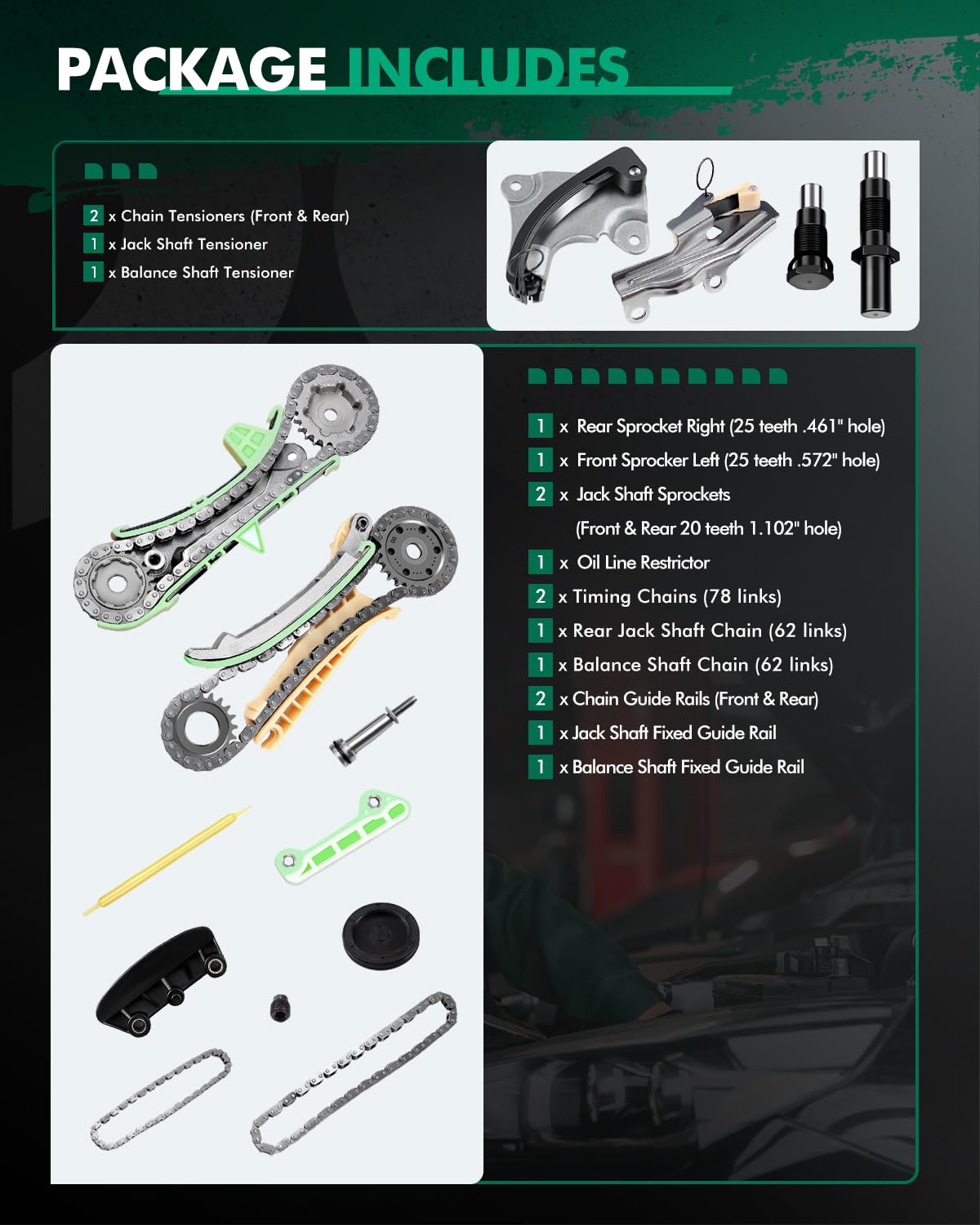 Scitoo TK4090 Kit de Cadena de Distribución con Tensor y Guía
