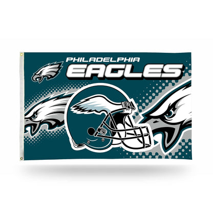 Rico Industries NFL Philadelphia Eagles - Casco de bandera de una sola cara de 3 pies por 5 pies con ojales