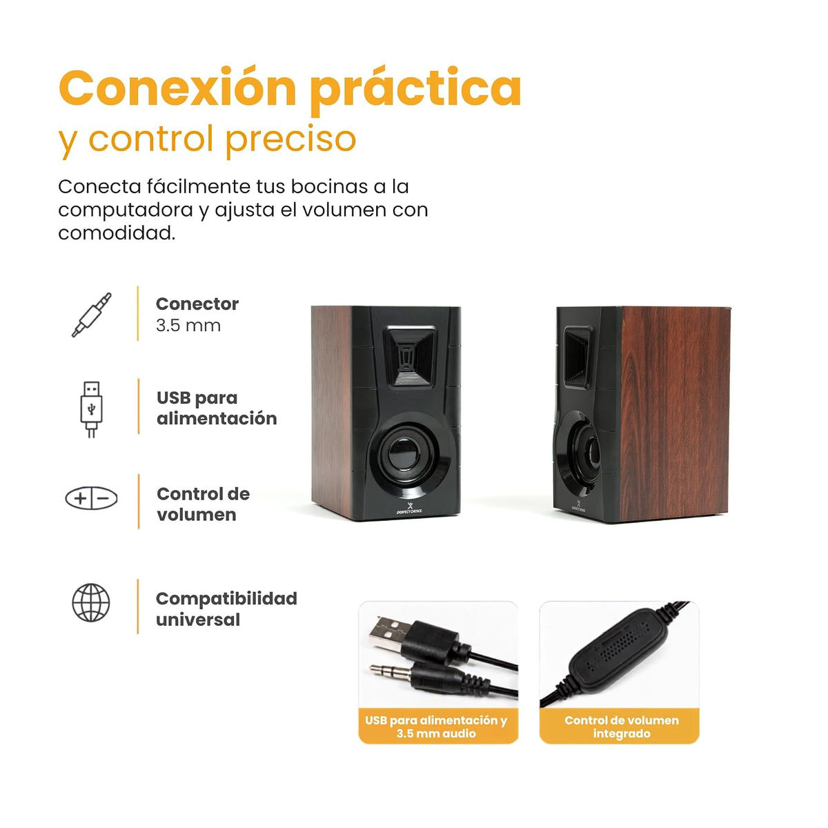 PERFECTCHOICE Bocinas para Computadora Acabado de Madera Sonido 2.0 PC-112686 Meridian