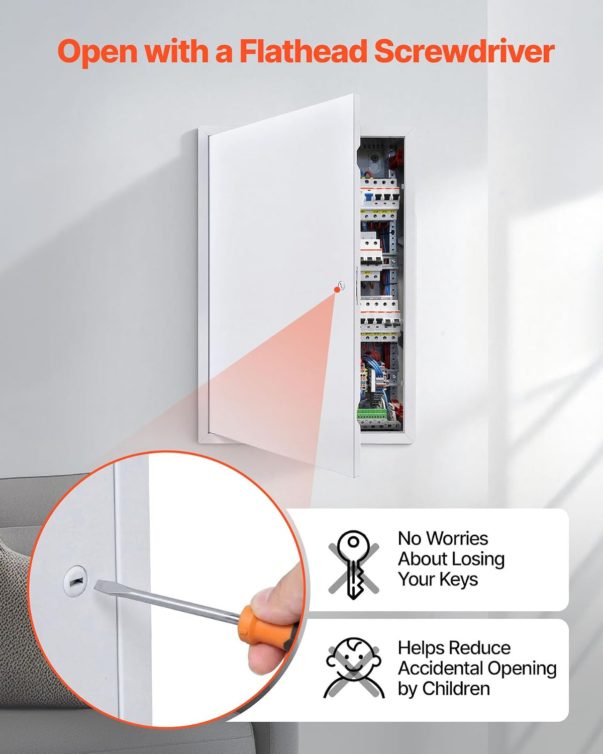 VEVOR Trampilla de Inspección para Paneles de Yeso, Puerta de Acceso de Acero Galvanizado 620x417 mm, con Pestillo de Destornillador, para Instalación de Fontanería y Electricidad en Techos, Blanco