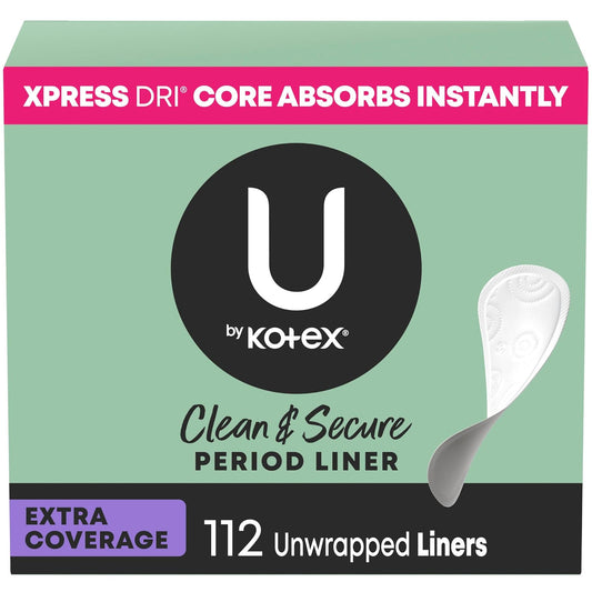 U by Kotex Lightdays Liners, Extra Coverage, Unscented, 112 Count