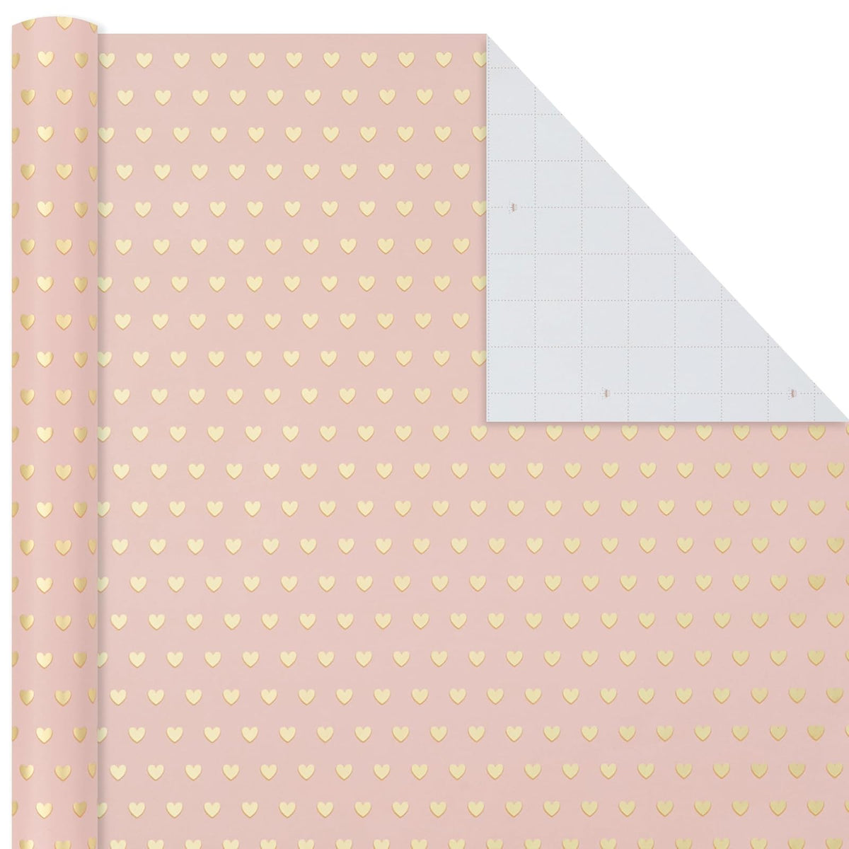 Hallmark - Rollos de papel de regalo para boda, corazones dorados, flores de rosa, rayas blancas (juego de 3 rollos: 85 sq. ft. ttl) para despedidas de soltera, cumpleaños, bodas, día de la madre, día