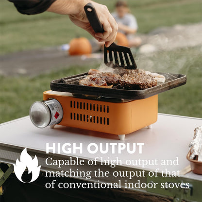 Gas One - Estufa de combustible butano - Serie de cajas - Mini estufa para camping, senderismo, estufa de gas portátil con llama en espiral, distribución uniforme del calor, moderna y fácil de usar