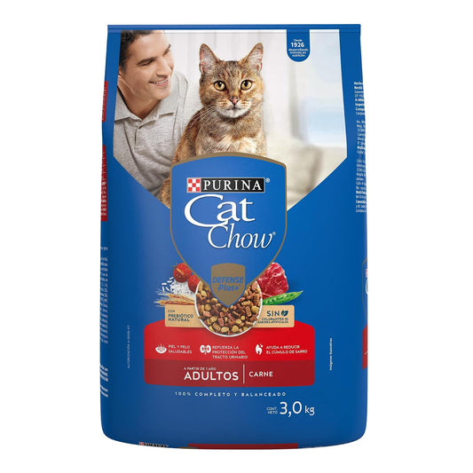 Purina Cat Chow Adulto Todos los Tamaños Sabor Carne 3Kg