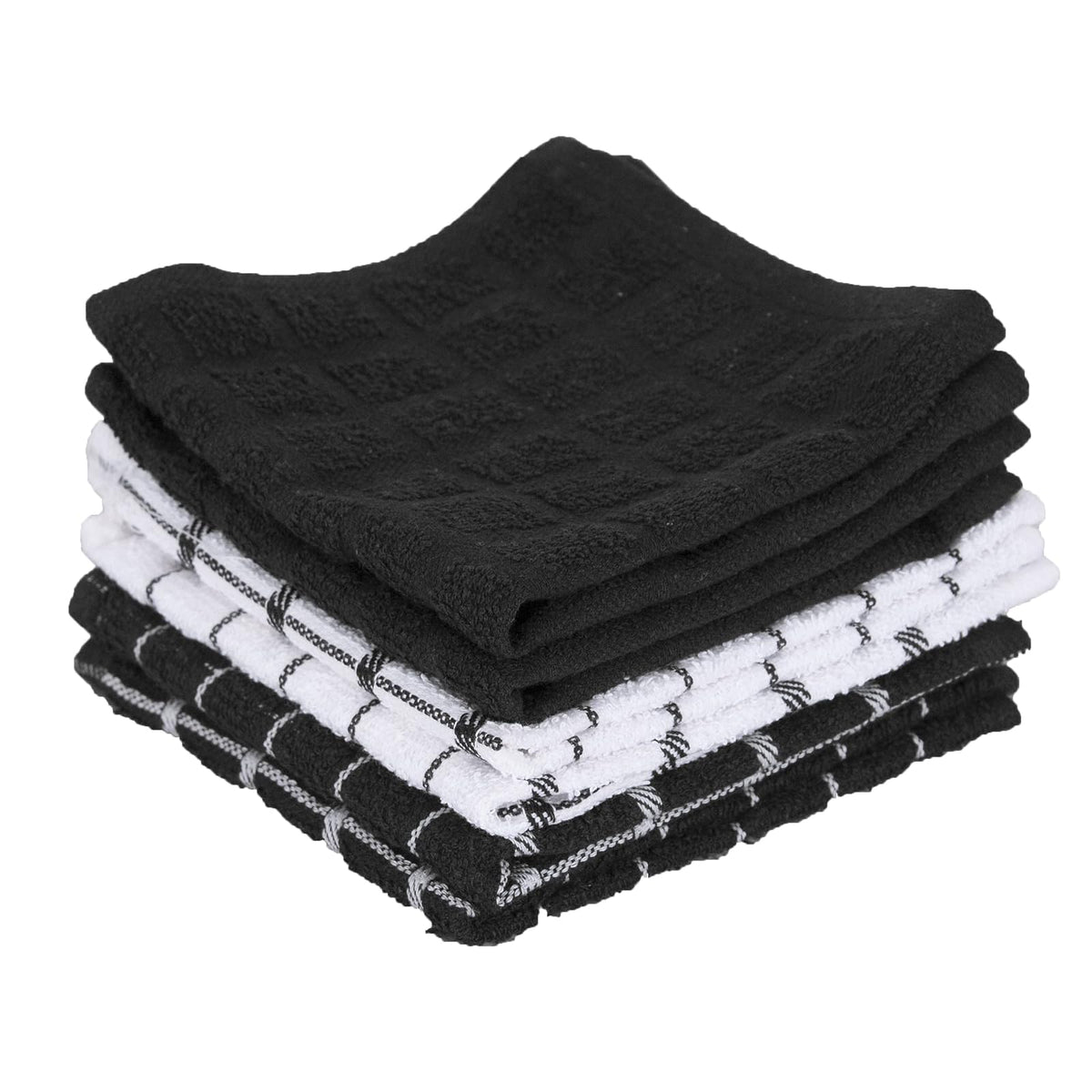 Ritz Kitchen Creations Toallas de Cocina de Algodón - Paquete de 3 - Negro - Paquete de 6 paños para platos