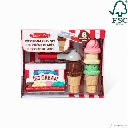 Melissa & Doug Juego de Cono Magnético para Servir y Apilar Bolas de Helado, Comida de Juguete, Estimula la Interacción Social (8 Piezas) - Certificados FSC