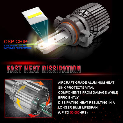 DNA MOTORING HL-OH-FM05-BK-CL1-CFS-H13 - Faros delanteros de repuesto compatibles con Ford Mustang 05-09, 10000 lúmenes, 9008 H13, bombillas LED incluidas