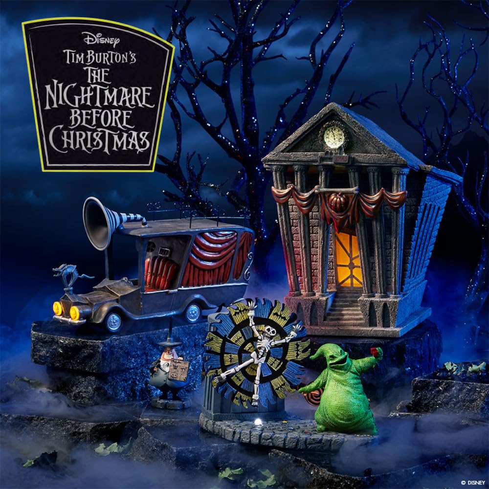 Department 56 Resin Disney The Nightmare Before Christmas Village Accessories Oogie Boogie Da un Giro Iluminado Figura Animada, 4.33 Pulgadas, Multicolor