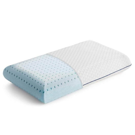 Linenspa - Almohada de Memory Foam con Gel Refrescante - Hipoalergénica - Funda Lavable - Diseño Ventilado y Antibacterial - Ideal para Dormir de Lado, Boca Arriba o Boca Abajo - Tamaño Queen