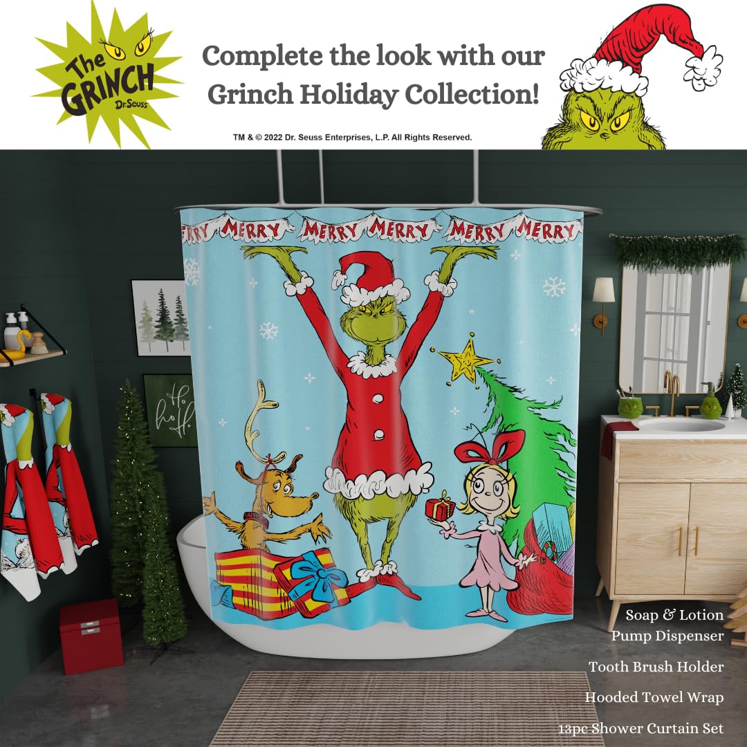 Franco Collectibles Grinch by Dr. Seuss - Alfombra de baño de poliéster Antideslizante para día Festivo y Navidad, 21 x 34 Pulgadas, (Producto con Licencia Oficial)