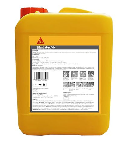 Sika - Sellador de Resina Acrílica Sika Latex N - Aditivo mejorador de Resistencia y Adherencia para morteros - Reduce la Permeabilidad y la contracción - Fácil de preparar - Pet 5 L- Color Blanco