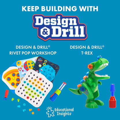 Educational Insights Design & Drill Rivet Pop Cafe – Juguetes Stem de Motor Fino, Juguetes de Aprendizaje Montessori, Juguetes Educativos para Niños 3+