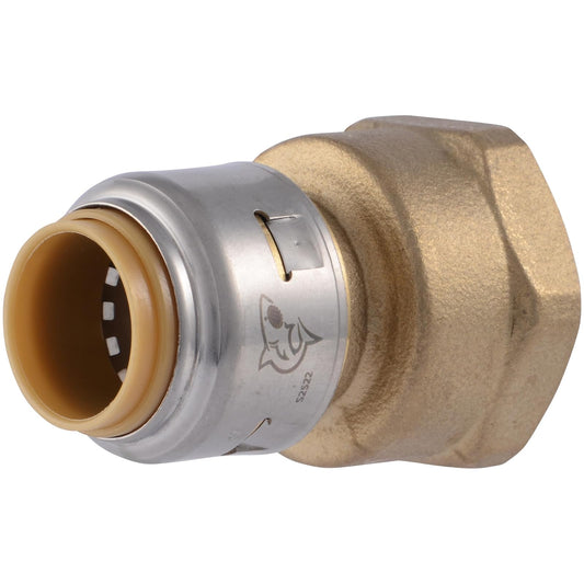SharkBite Max Adaptador reductor FNPT de 1/2 x 3/4 pulgadas, empuje para conectar el accesorio de fontanería de latón, tubería PEX, cobre, CPVC, PE-RT, HDPE, UR068A
