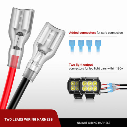 Nilight 10045W Kit de Arnés de Cableado LED 16 AWG con Interruptor de Manubrio 12 V para Motocicleta y ATV