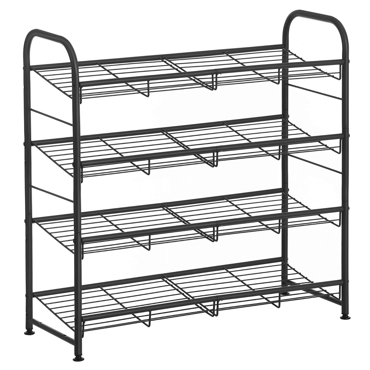 SONGMICS Estante Zapatero de 4 Niveles, para 16 Pares, Acero | Estante Apilable para Zapatos, 68,5 x 27,5 x 65 cm, para Tacones Altos, Zapatillas, Negro, Colección DAVIAN MLMR067B01 - 10.8 x 27 x 25.6 Inches - Negro
