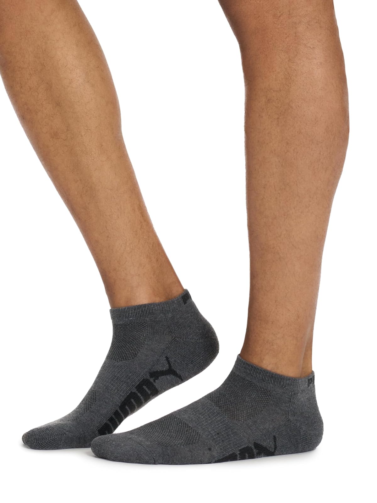PUMA - Calcetines de corte bajo para hombre, negro/blanco, 10-13/6-12 (paquete de 6)