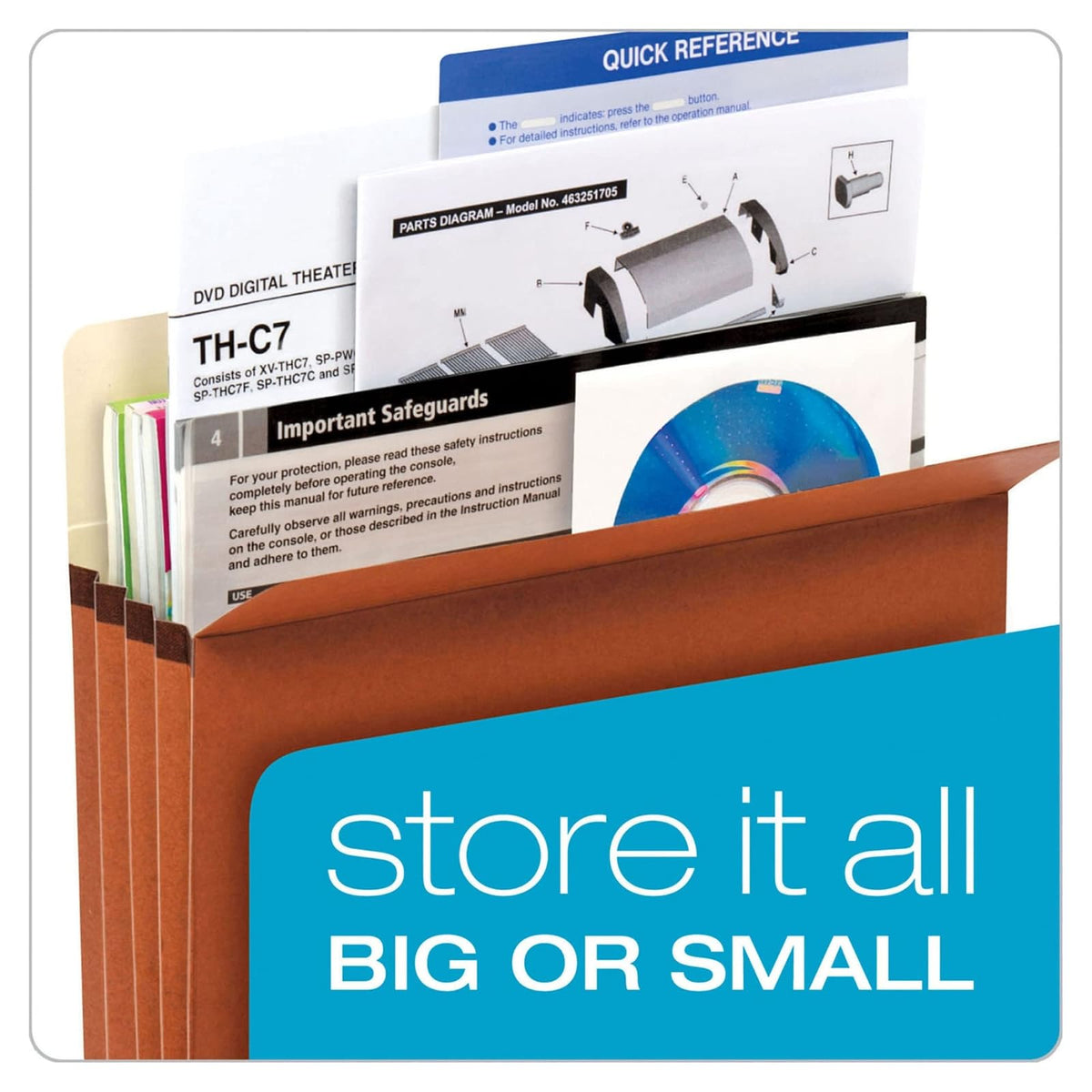 Pendaflex Bolsillos expansibles para archivos, tamaño carta, expansión de 5.25 pulgadas, reforzado con material DuPont™ Tyvek®, tamaño carta, rojo, 10 por caja (1534G-OX)