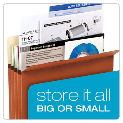 Pendaflex Bolsillos expansibles para archivos, tamaño carta, expansión de 5.25 pulgadas, reforzado con material DuPont™ Tyvek®, tamaño carta, rojo, 10 por caja (1534G-OX)