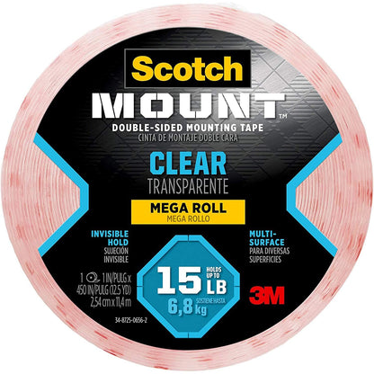 Scotch-Mount - Cinta de montaje transparente de doble cara, 410H-Largo DC, 1 pulgada. x 450 pulgadas.