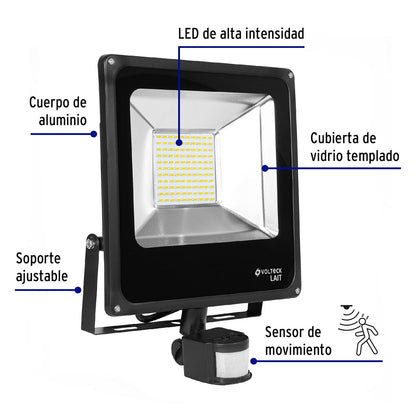 Volteck Lait REF-903L Reflector de LED alta potencia con sensor de movimiento 50 W, pack of/paquete de 1