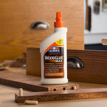 Elmer's Pegamento para Madera de Carpintero Max E7310 | Bronceado, 16 onzas, interior/exterior, resistente al agua, formula con fibras de madera