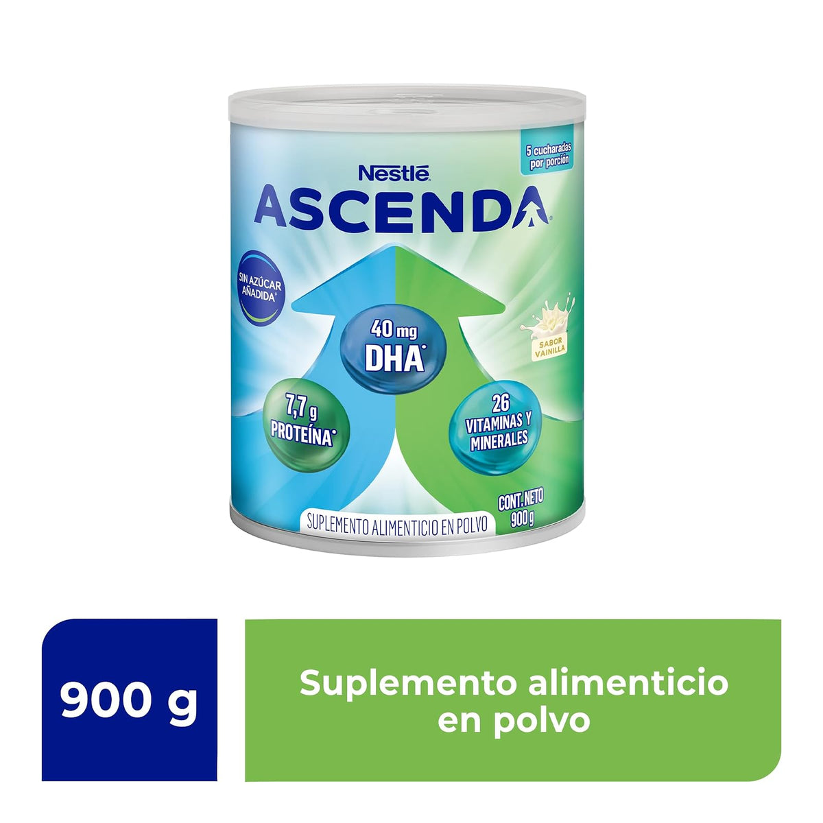 ASCENDA Suplemento Alimenticio Sabor Vainilla Lata de 900g