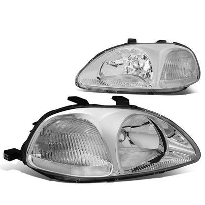 DNA Motoring HL-OH-HC96-CH-CL1 Par de Faros Delanteros para Honda Civic 1996-1998, Cromo/Transparente