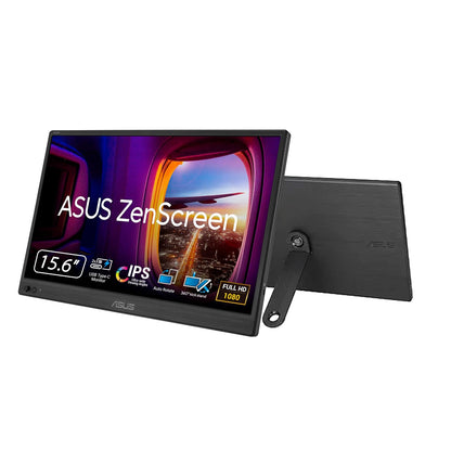 ASUS Monitor USB portátil ZenScreen MB169CK: 16 Pulgadas (15,6 Pulgadas visibles), Full HD, IPS, Doble USB Tipo C, antiparpadeo, Filtro de luz Azul, Superficie antirreflejo, Soporte de 360°